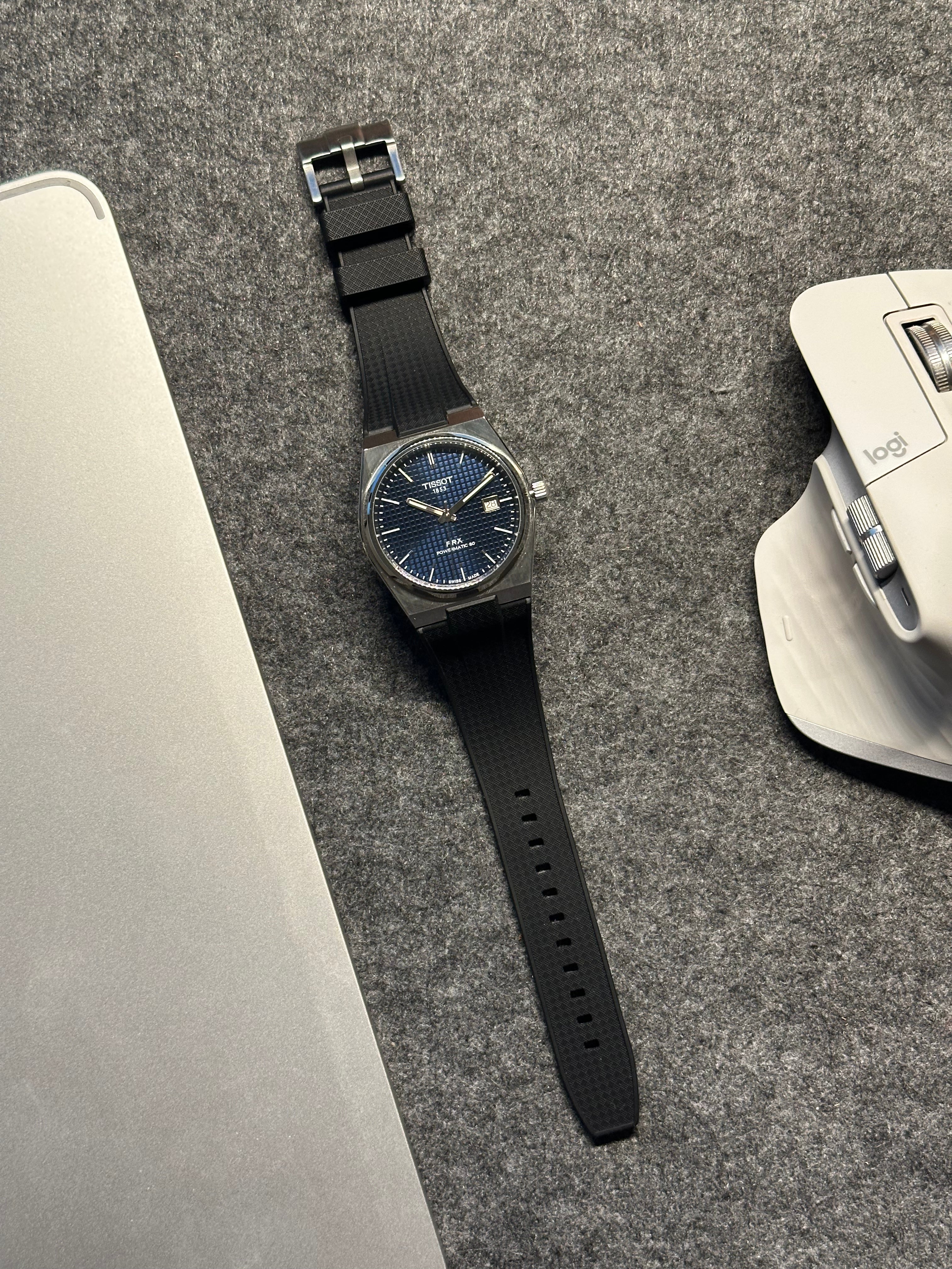 Kék FKM Szíj Tissot PRX Powermatic 80 40mm órához