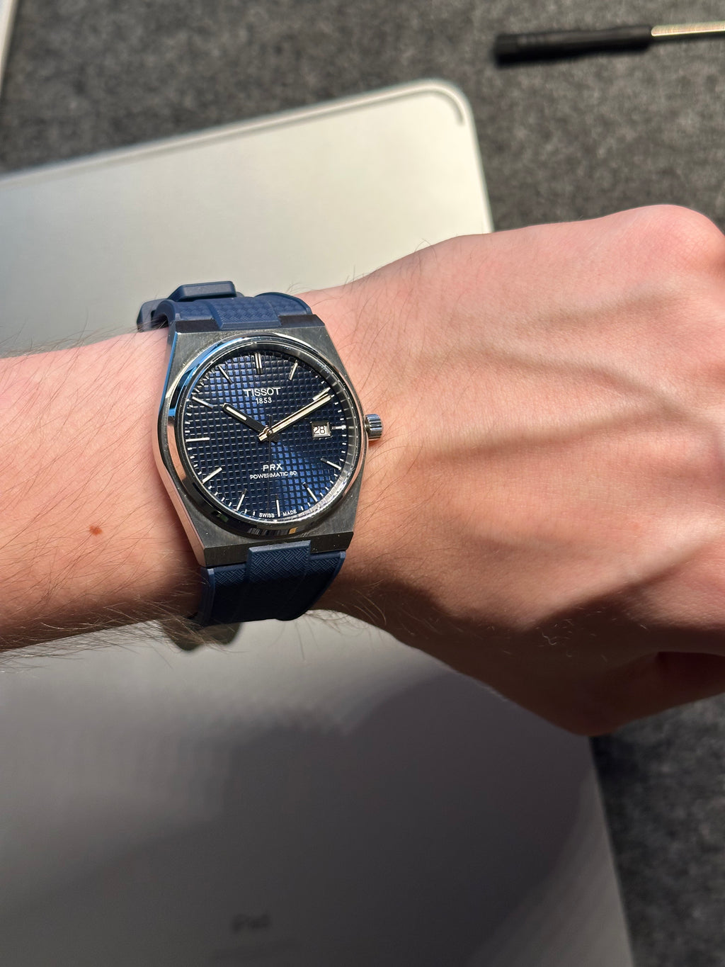 Kék FKM Szíj Tissot PRX Powermatic 80 40mm órához