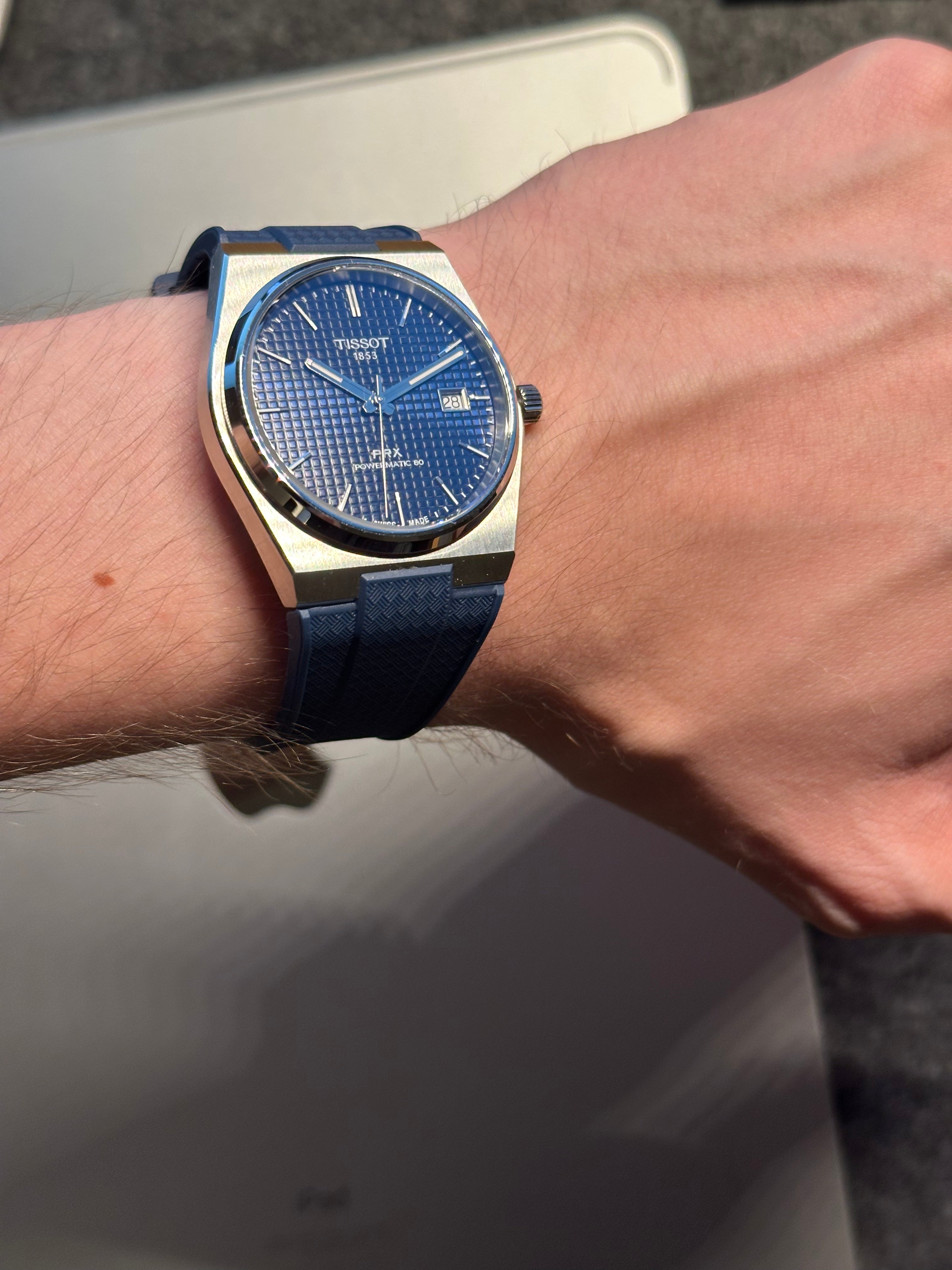 Kék FKM Szíj Tissot PRX Powermatic 80 40mm órához
